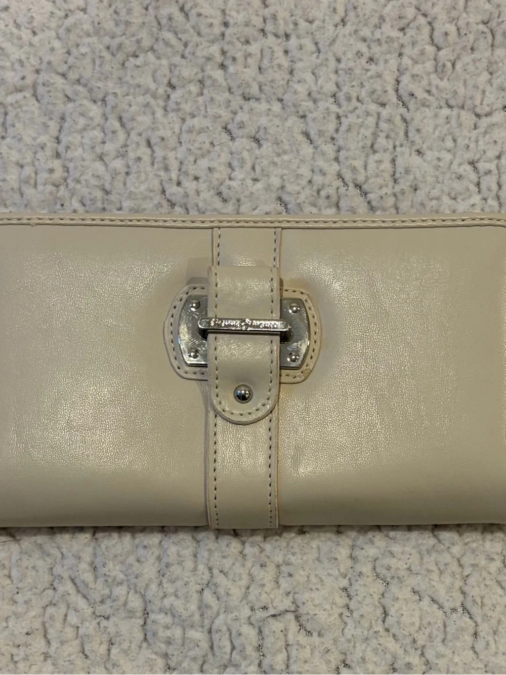 Etienne Aigner Cream Leather Continental Zip Around Wallet Vintage With Box